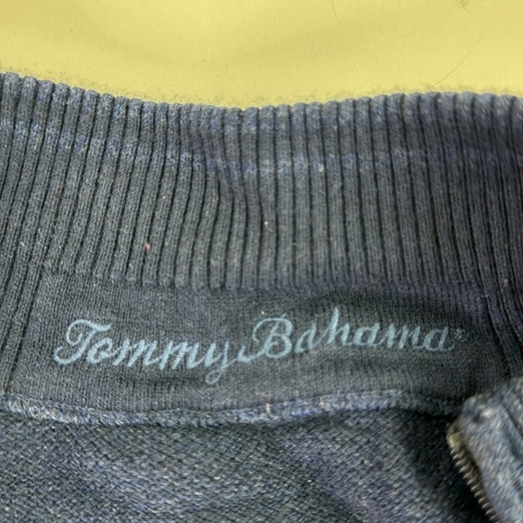 Tommy Bahama Men's Cashmere Blue Full Zipper Sweater with Elbow Patches - Picture 5 of 10